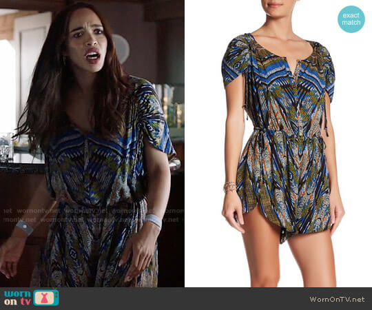 Free People Dream All Night Romper in Sky worn by Erica Dundee (Cleopatra Coleman) on Last Man On Earth