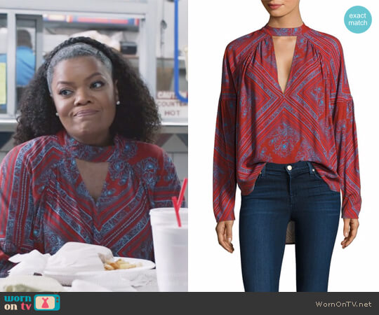 Free People Patterned Choker Top worn by Dina Rose (Yvette Nicole Brown) on The Mayor