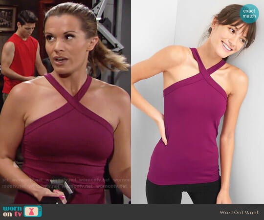 Gap GapFit Halter-neck Shelf Tank in Exotic Fuchsia worn by Chelsea Lawson (Melissa Claire Egan) on The Young and the Restless