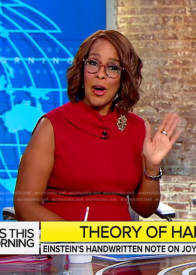 Gayle’s red high neck dress on CBS This Morning