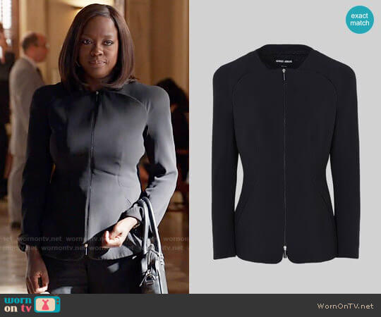 Giorgio Armani Single Breasted Silk Cady Jacket worn by Annalise Keating (Viola Davis) on How to Get Away with Murder