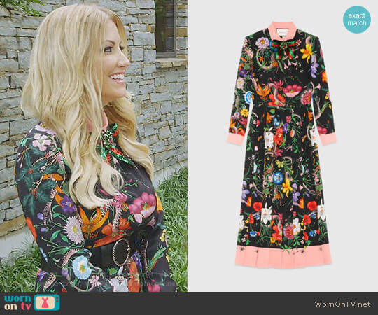 Gucci Floral Snake Print Silk Dress worn by Stephanie Hollman on The Real Housewives of Dallas