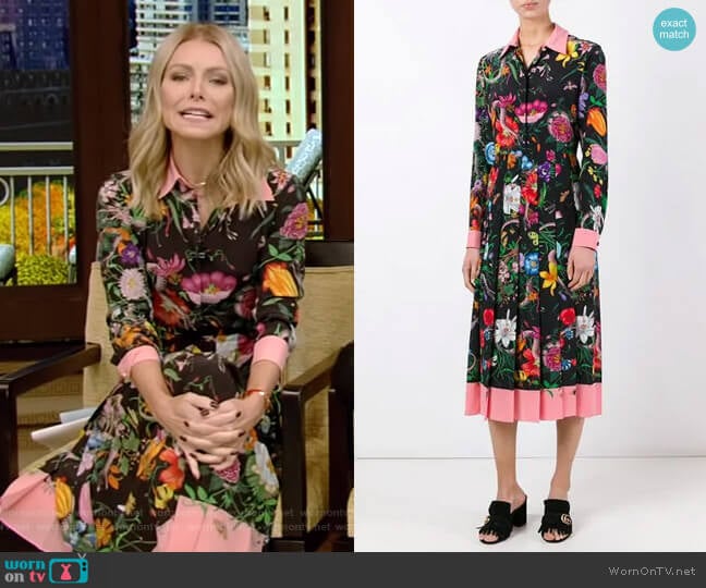 Gucci Floral Snake Print Silk Dress worn by Kelly Ripa on Live with Kelly and Mark