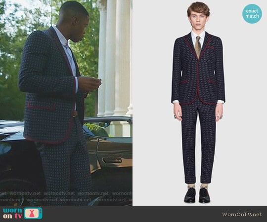 Gucci Monaco Geometric Pattern Wool Suit worn by Jeff Colby (Sam Adegoke) on Dynasty