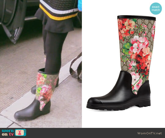 Gucci Prato GG Blooms Rain Boots worn by Kelly Dodd on The Real Housewives of Orange County