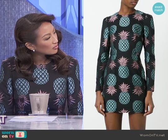 House of Holland Pineapple Fitted Dress worn by Jeannie Mai on The Real