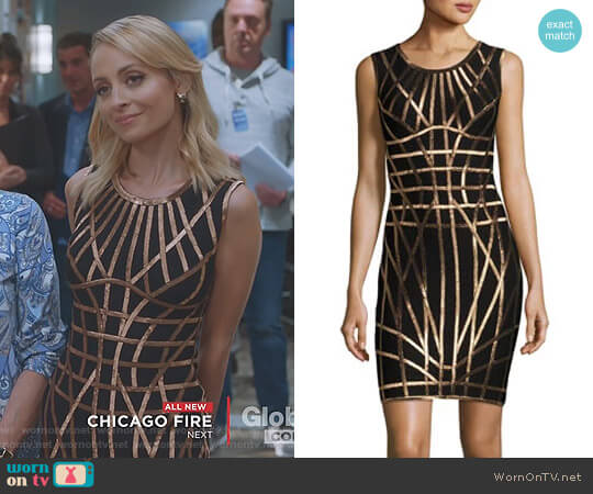 Herve Leger Romee Metallic Caging Bodycon Dress worn by Portia Scott-Griffith (Nicole Richie) on Great News