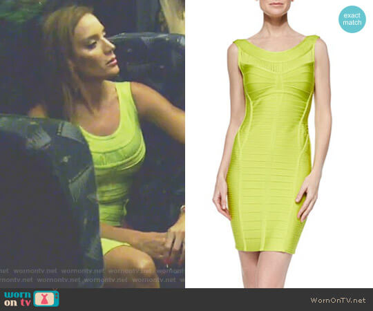 Herve Leger Ysabel Slit-Fringe Bandage Dress worn by Cary Deuber on The Real Housewives of Dallas