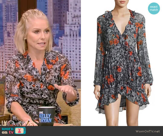 Iro Villia Printed Wrap Mini Dress worn by Kelly Ripa on Live with Kelly and Mark