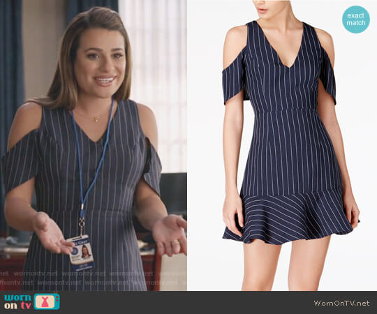 J.O.A Cold-Shoulder Fit & Flare Dress worn by Valentina Barella (Lea Michele) on The Mayor