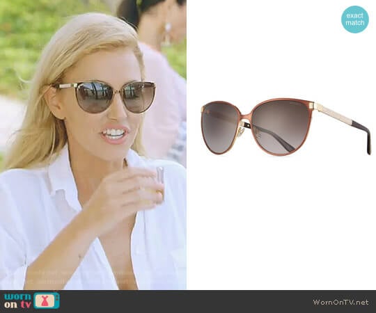 Jimmy Choo Posie Crystal-Temple Round Sunglasses worn by Stephanie Hollman on The Real Housewives of Dallas