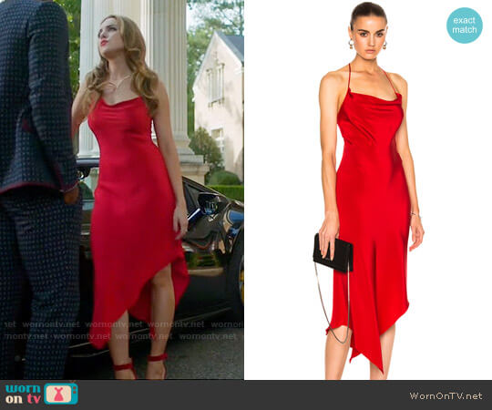 Juan Carlos Obando Annex Halter Dress worn by Fallon Carrington (Elizabeth Gillies) on Dynasty