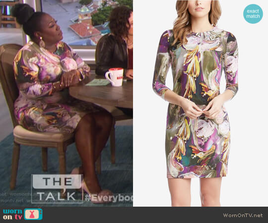 Karen Kane Printed Sheath Dress worn by Sheryl Underwood on The Talk