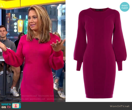 Karen Millen Bell Sleeve Knit Dress worn by Ginger Zee on Good Morning America