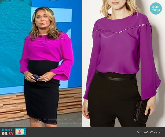 Karen Millen Button Detail Blouse worn by Ginger Zee on Good Morning America