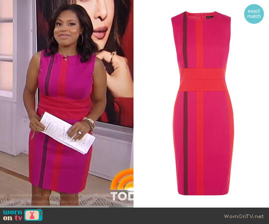 Karen Millen Colourful Stripe Panelled Dress worn by Sheinelle Jones on Today