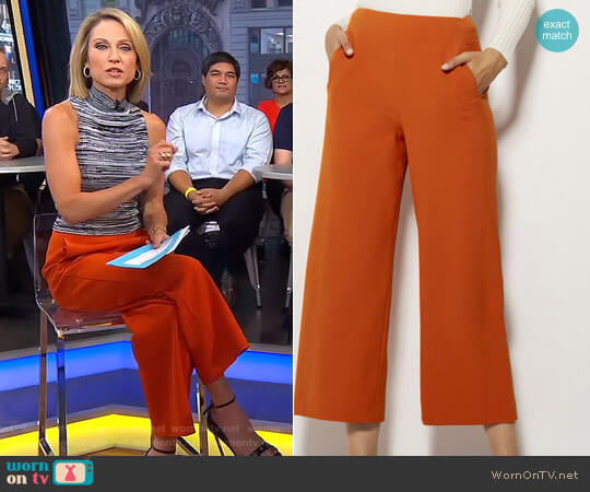 Karen Millen High Waisted Wide-Leg Trousers worn by Amy Robach on Good Morning America