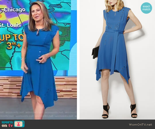 Karen Millen Midi Eyelet Dress worn by Ginger Zee on Good Morning America
