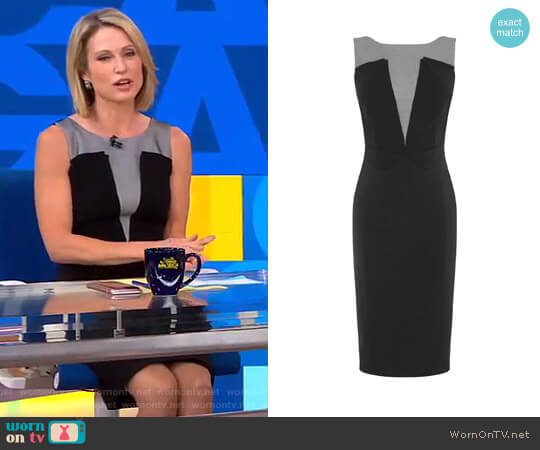 Karen Millen Plunge Contrast Pencil Dress worn by Amy Robach on Good Morning America