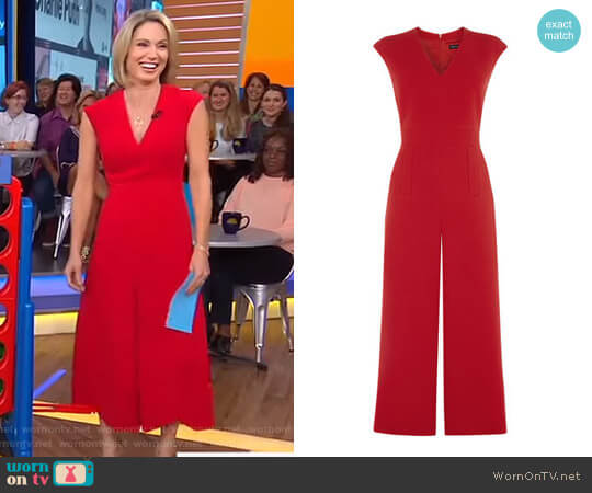 Karen Millen Tailored Culotte Jumpsuit worn by Amy Robach on Good Morning America