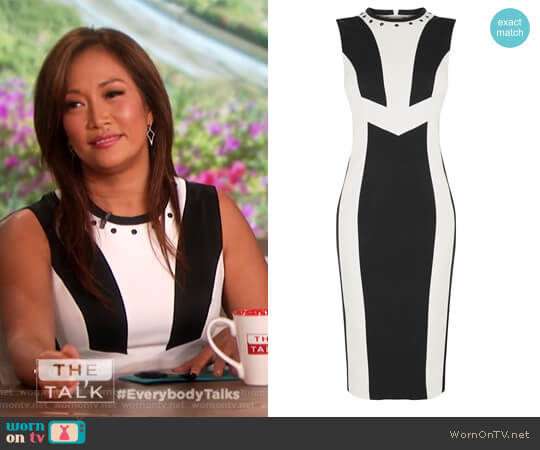 Karen Millen Contrast Panel Dress worn by Carrie Inaba on The Talk
