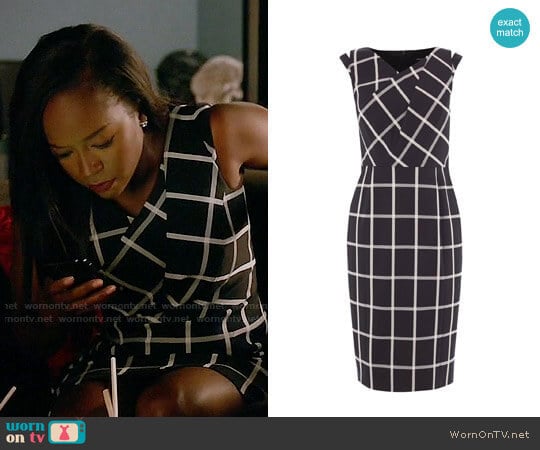 Karen Millen Windowpane Check Dress worn by Michaela Pratt (Aja Naomi King) on How to Get Away with Murder
