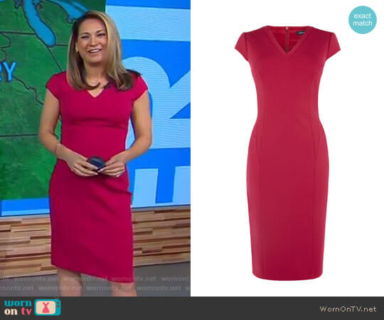 Karen Millen V-Neck Pencil Dress worn by Ginger Zee on Good Morning America
