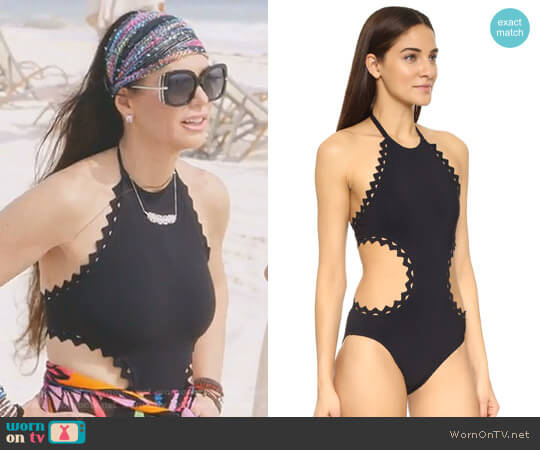 Karla Colletto Rick Rack Halter Monokini worn by D’Andra Simmons on The Real Housewives of Dallas
