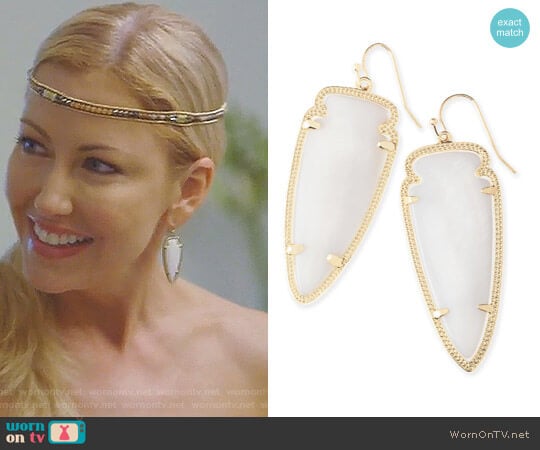 Kendra Scott Skylar Earrings In White Pearl worn by Stephanie Hollman on The Real Housewives of Dallas