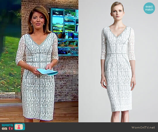Lela Rose Jigsaw-Lace Dress worn by Norah O'Donnell on CBS Mornings