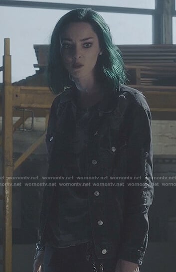 Lorna’s black ripped denim jacket on The Gifted