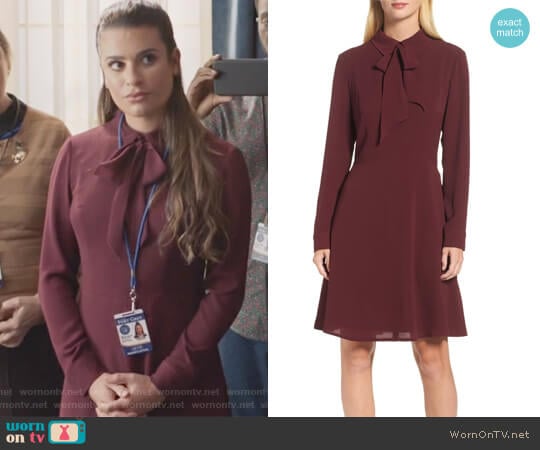 Maggy London Crepe Bow Fit & Flare Dress worn by Valentina Barella (Lea Michele) on The Mayor