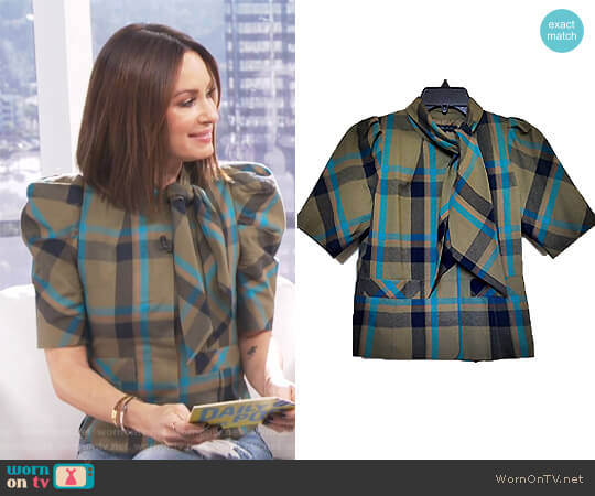 Marc by Marc Jacobs Plaid Blouse With Scarf Neck worn by Catt Sadler on E! News