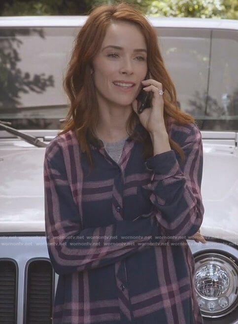 Megan’s navy and pink plaid shirt on Grey’s Anatomy