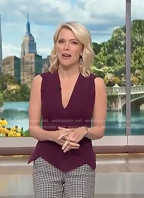 Megyn’s purple sleeveless wrapped top on Megyn Kelly Today