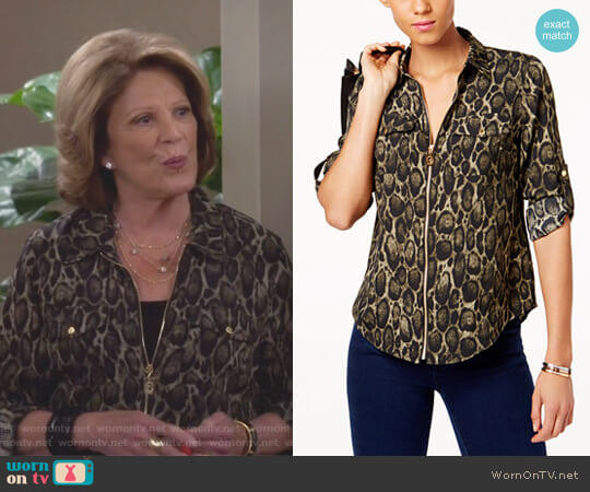 MICHAEL Michael Kors Leopard Print Utility Blouse worn by Judy Roberts (Linda Lavin) on 9JKL
