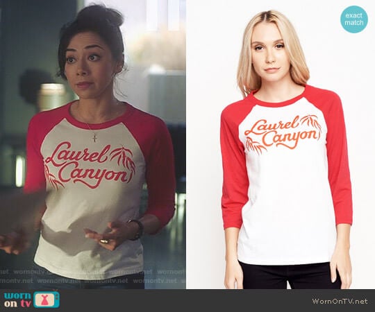 Midnight Rider Laurel Canyon Unisex Baseball Tee worn by Ella Lopez (Aimee Garcia) on Lucifer