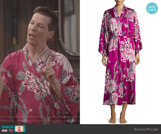 Natori Aziome Floral-Print Long Robe worn by Jack McFarland (Sean Hayes) on Will and Grace