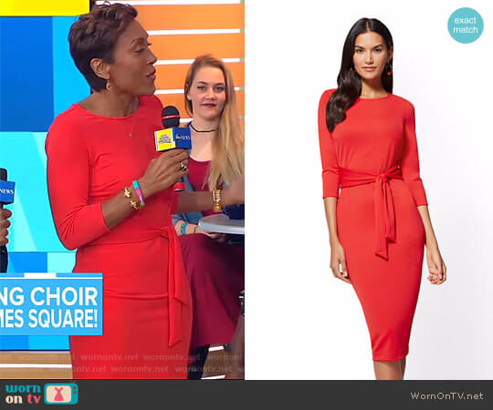 New York & Company NY Deals Tie Front Sheath Dress worn by Robin Roberts on Good Morning America