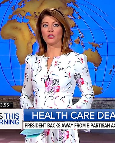 Norah’s white floral keyhole dress on CBS This Morning