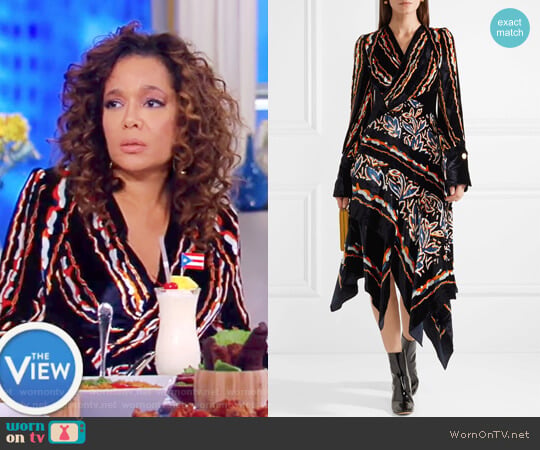 Peter Pilotto Wrap-effect printed velvet midi dress worn by Sunny Hostin on The View