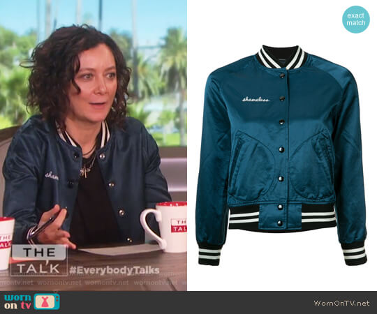 R13 Shameless Bomber Jacket worn by Sara Gilbert on The Talk