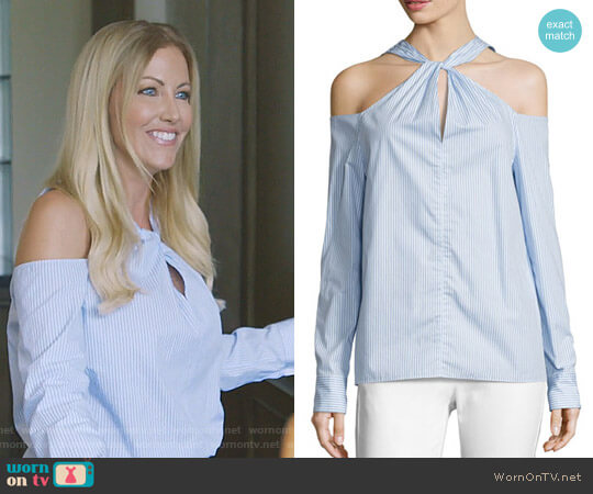 Rag & Bone Collingwood Cold-Shoulder Long-Sleeve Top worn by Stephanie Hollman on The Real Housewives of Dallas