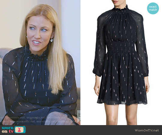 Rebecca Taylor Metallic Chiffon Smocked-Waist Dress worn by Stephanie Hollman on The Real Housewives of Dallas