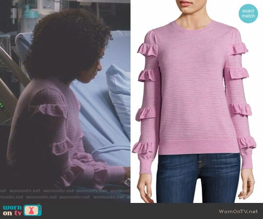 Rebecca Taylor Ruffle Wool Sweater worn by Maggie Pierce (Kelly McCreary) on Greys Anatomy