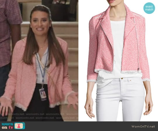 Rebecca Taylor Summer Tweed Zip-Front Jacket worn by Valentina Barella (Lea Michele) on The Mayor
