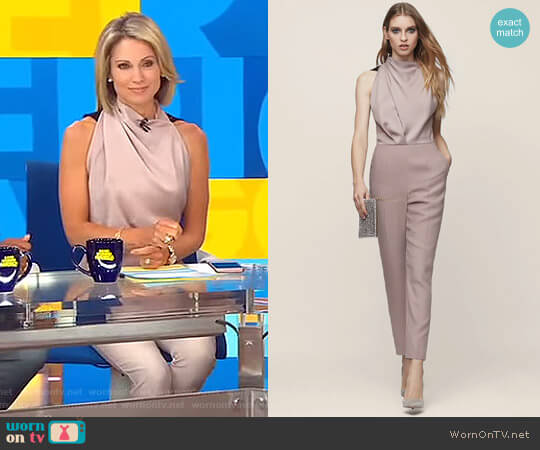 Reiss Kita Lace Back Jumpsuit worn by Amy Robach on Good Morning America