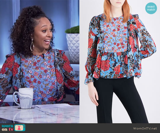 See By Chloe Floral-print silk crepe de chine blouse worn by Tamera Mowry on The Real