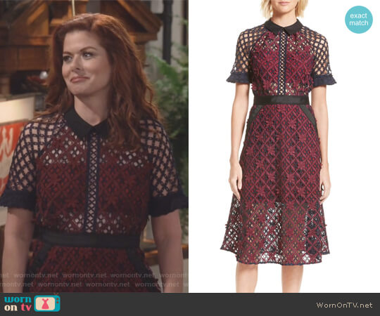 Self Portrait Floral Grid Midi Dress worn by Grace Adler (Debra Messing) on Will and Grace