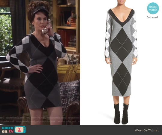 Stella McCartney Argyle Sweater Dress worn by Karen Walker (Megan Mullally) on Will and Grace